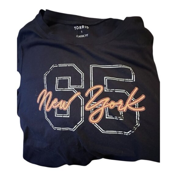 Women’s torrid 1 Navy New York Everyday Signature Jersey Crew Neck Tee 14 16 1X - Picture 3 of 10